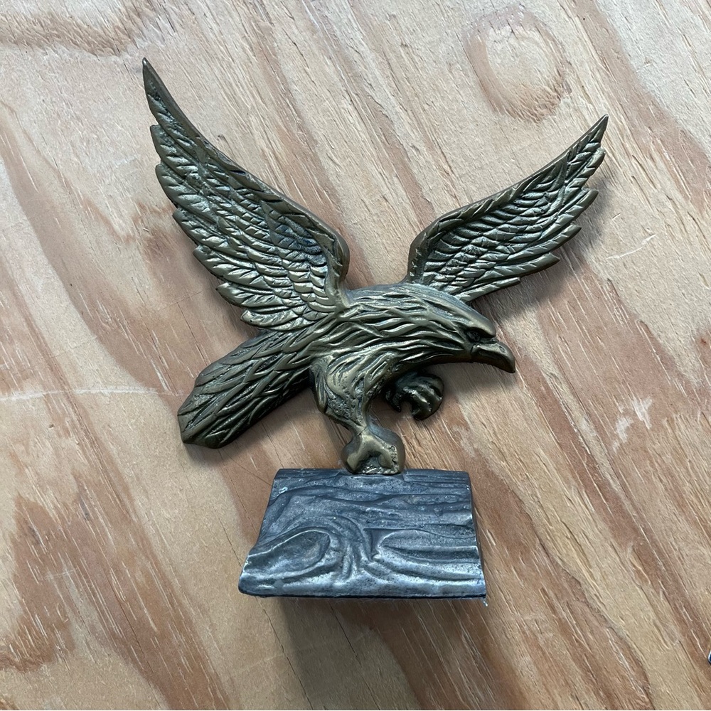 Vintage Brass American Eagle Bookend Doorstop Americana